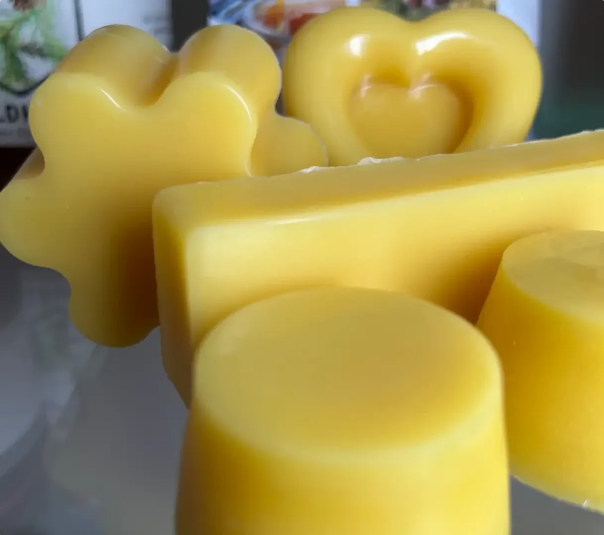 Beeswax blocks from our honey production